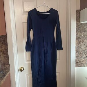 Elegant Navy Blue Long Sleeve Dress